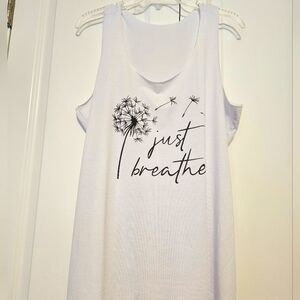 Women's White Sleeveless Top - Just Breathe